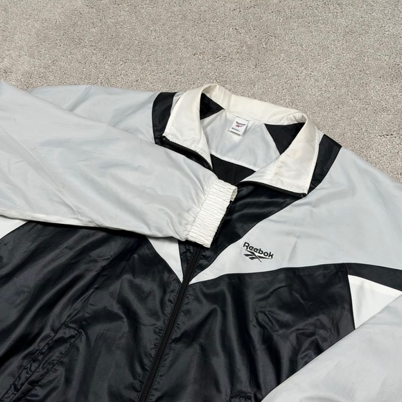 Reebok Other - Reebok Mens Black White Twin Vecrtor Colorblock Full Zip Track Jacket Size S